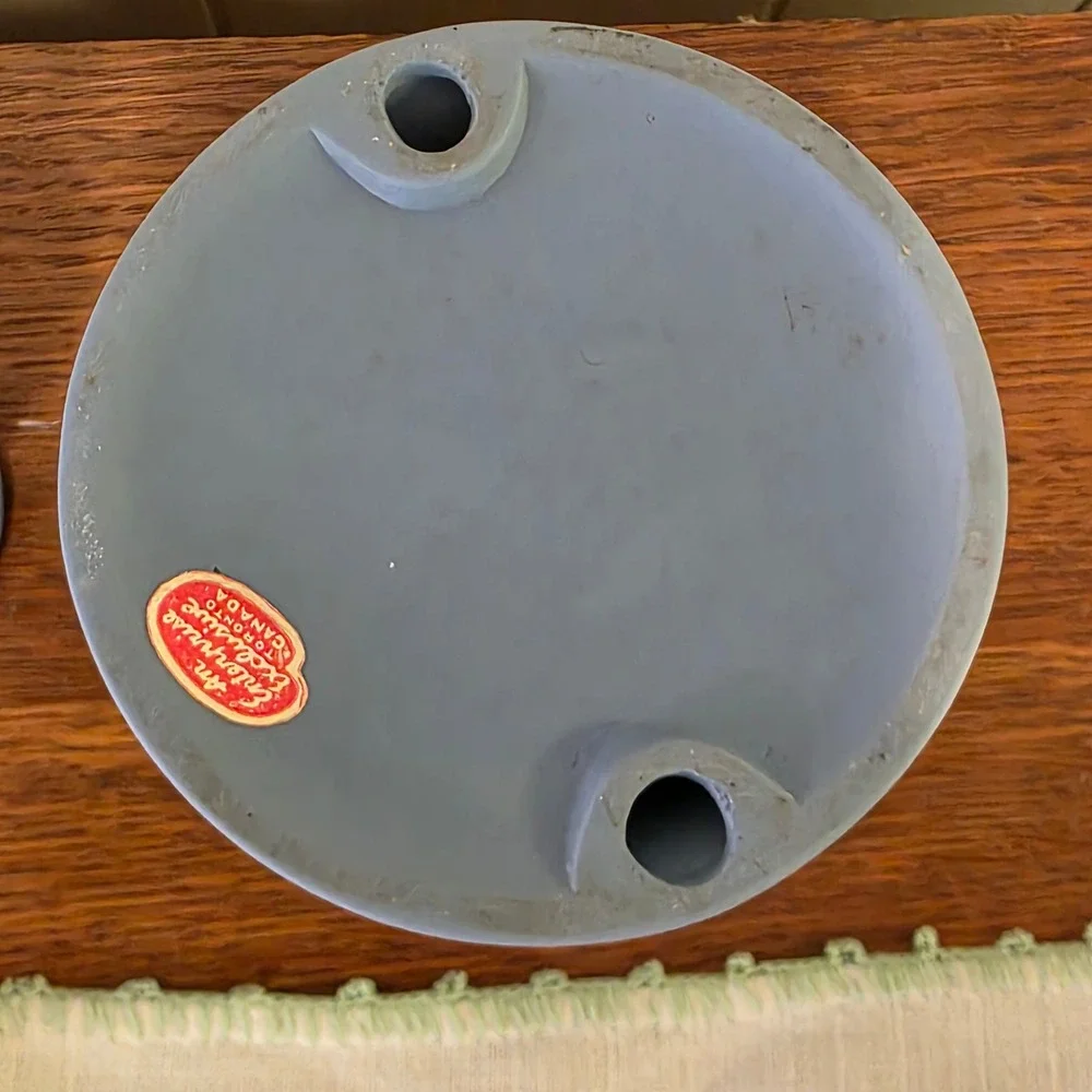 Enterprise Exclusive Blue Jasperware Style‎ Candle Holders & Avon Vase Set 3pc